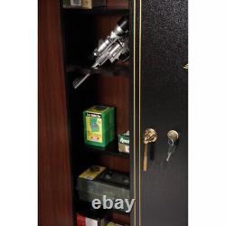 Black 16 Gun Security Cabinet Safe Storage Rifle Shotgun Steel Firearm Ammo Lock