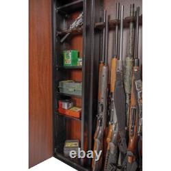 Black 16 Gun Security Cabinet Safe Storage Rifle Shotgun Steel Firearm Ammo Lock