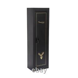 Black 5 Gun Security Cabinet Key Locking Safe Storage Rifle Shotgun Long Guns