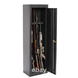 Black 5 Gun Security Cabinet Key Locking Safe Storage Rifle Shotgun Long Guns