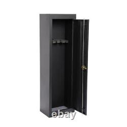 Black 5 Gun Security Cabinet Key Locking Safe Storage Rifle Shotgun Long Guns