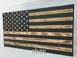 Black Burnt American Flag handgun concealment cabinet hidden pistol gun storage