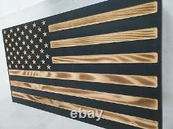 Black Burnt American Flag handgun concealment cabinet hidden pistol gun storage