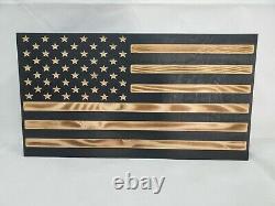 Black Burnt American Flag handgun concealment cabinet hidden pistol gun storage