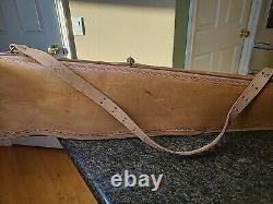 Boyt Rifle Case Tanned LEATHER TOOLED Sheepskin Lining Brown 48 VINTAGE EUC