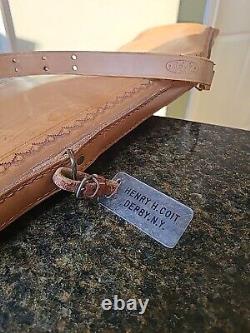 Boyt Rifle Case Tanned LEATHER TOOLED Sheepskin Lining Brown 48 VINTAGE EUC