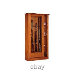 Brown Wooden 10 Gun Locking Cabinet Storage Security Rifle Shotgun Firearms Ammo