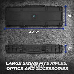 CM 48 Waterproof Rifle Case Hard Gun Case with Rolling Wheels and Padlock Rings