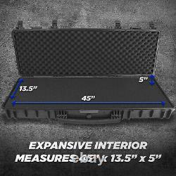 CM 48 Waterproof Rifle Case Hard Gun Case with Rolling Wheels and Padlock Rings