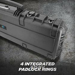 CM 48 Waterproof Rifle Case Hard Gun Case with Rolling Wheels and Padlock Rings