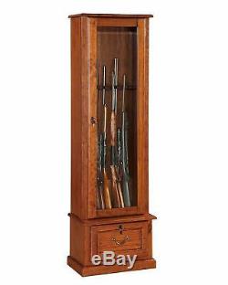 Cherry Wooden 8 Gun Locking Cabinet Storage Scoped Rifle Shotgun Firearms Ammo