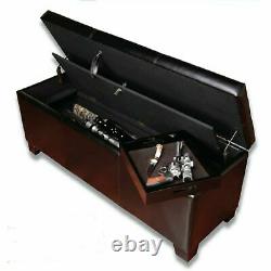 Classic Gun Safe Bench Cabinet Locking 5-Rifles Storage Compartment Dark Brown