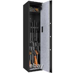 Costway Large Rifle Safe Quick Access 5-Gun Storage Cabinet with Pistol Lock Box