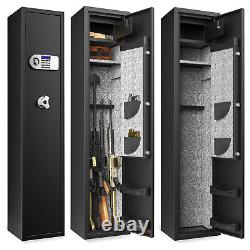 DIOSMIO Large Rifle Safe Quick Access 5-6 Gun Storage Cabinet with Lock Box Black