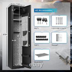 DIOSMIO Large Rifle Safe Quick Access 5-6 Gun Storage Cabinet with Lock Box Black