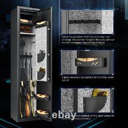 DIOSMIO Large Rifle Safe Quick Access 5-6 Gun Storage Cabinet with Lock Box Black