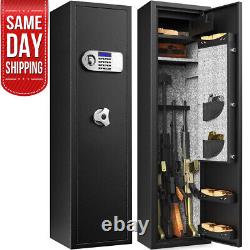 DIOSMIO Large Rifle Safe Quick Access 5-6 Gun Storage Cabinet with Pistol Lock Box