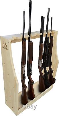 DURABLE Wooden Standing 7 Rifle Rack Holds Storage Firearm Long Guns Shotguns