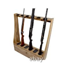 DURABLE Wooden Standing Rifle Rack Holds 6 Storage Firearm Long Guns Shotguns