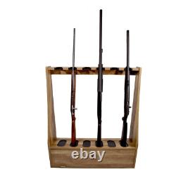 DURABLE Wooden Standing Rifle Rack Holds 6 Storage Firearm Long Guns Shotguns