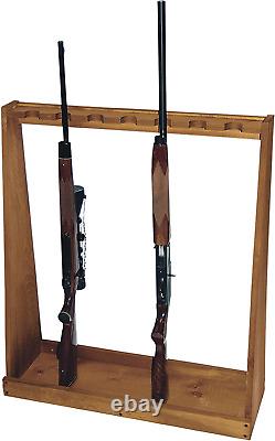 DURABLE Wooden Standing Rifle Rack Holds 7 Storage Firearm Long Guns Shotguns