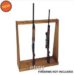 DURABLE Wooden Standing Rifle Rack Holds 7 Storage Firearm Long Guns Shotguns