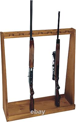 DURABLE Wooden Standing Rifle Rack Holds 7 Storage Firearm Long Guns Shotguns