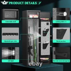 Digital Gun Cabinet for 8-12 Rifles, Gun Safe with Removable Shelf and LED Light