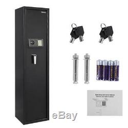 Digital Gun Safe Box 5-Rifle Firearm Storage Cabinet with Keys & Password Black
