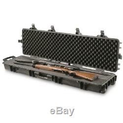 Double Carry Rifle Hard Case Foam Padded withWheels Gun Storage Watertight NEW