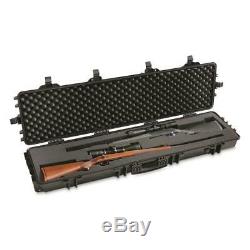 Double Carry Rifle Hard Case Wheels Padded Waterproof 2 Gun Storage Lock Box TSA
