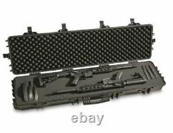 Double Carry Rifle Hard Case Wheels Padded Waterproof 2 Gun Storage Lock Box TSA