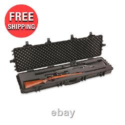 Double Rifle Shotgun Hard Case Waterproof Lockable Foam Gun Storage Box w Wheels