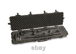 Double Rifle Shotgun Hard Case Waterproof Lockable Foam Gun Storage Box w Wheels