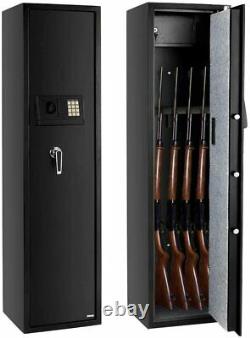 Electronic 5-Gun Rifle Safe Cabinet Quick Access Storage Firearm Digital Lock