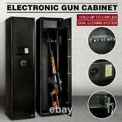 Electronic 5-Gun Rifle Safe Cabinet Quick Access Storage Firearm Digital Lock