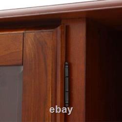 Entryway Gun Cabinet Concealment Bench in Medium Cherry Solid Wood 4-Gun Storage