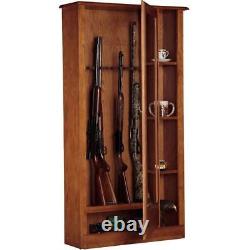 Entryway Gun Cabinet Concealment Bench in Medium Cherry Solid Wood 4-Gun Storage