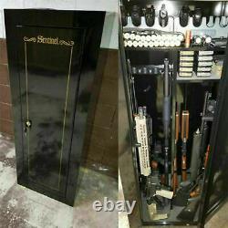 FIREARM STORAGE CABINET 18 Gun Security Rifle Shotgun Rack Steel Black Safe New