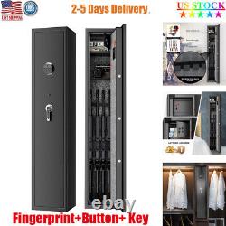 Fingerprint Key 5 Gun Rifle Storage Safe Box Cabinet Double Lock Quick Access