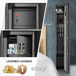 Fingerprint+Keypad 5 Gun Rifle Storage Safe Box Cabinet Double Lock Quick Access