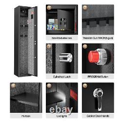 Fingerprint+Keypad 5 Gun Rifle Storage Safe Box Cabinet Double Lock Quick Access