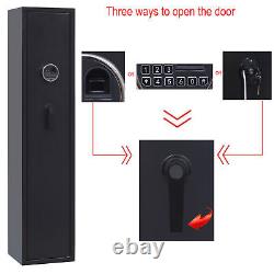 Fingerprint+Keypad 5 Gun Rifle Storage Safe Box Cabinet Double Lock Quick Access