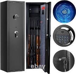 Fingerprint+Keypad 6 Gun Rifle Storage Safe Box Cabinet Double Lock Quick Access