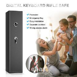 Fingerprint+Keypad 6 Gun Rifle Storage Safe Box Cabinet Double Lock Quick Access