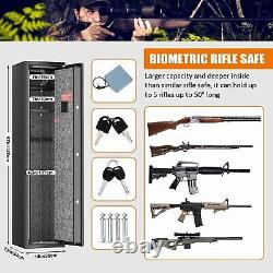 Fingerprint Large 5 6 Gun Rifle Storage Safe Cabinet Double Lock Quick Access