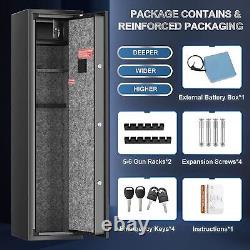 Fingerprint Large 5-6 Rifle Storage Gun Safe Box Cabinet Quick Access Keypad NEW