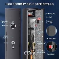 Fingerprint Large 5-6 Rifle Storage Gun Safe Box Cabinet Quick Access Keypad NEW