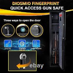 Fingerprint Large 5 Gun Rifle Storage Safe Box Cabinet Double Lock Quick Access