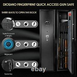 Fingerprint Large 5 Gun Rifle Storage Safe Box Cabinet Double Lock Quick Access